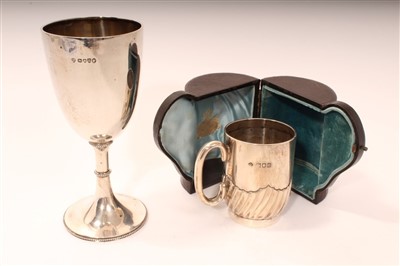 Lot 375 - Victorian silver trophy cup, London 1877 and Edwardian silver christening mug, London 1902