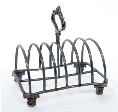 Lot 376 - Early Victorian silver six-division toast rack, Sheffield 1838