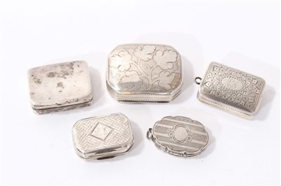 Lot 379 - Collection of four George III / early Victorian vinaigrettes and silver pill box