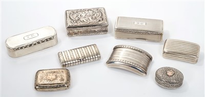 Lot 380 - Six Georgian silver snuff boxes and two Victorian snuff boxes