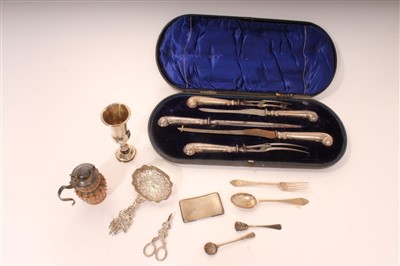 Lot 385 - Selection of miscellaneous Victorian and later silver, 7ozs weighable silver