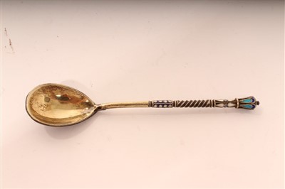 Lot 384 - 19th century Russian silver cloisonné spoon, circa 1880