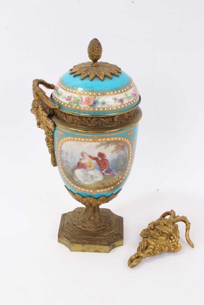 Lot 929 - 19th century Sèvres style porcelain and ormolu mounted urn and cover
