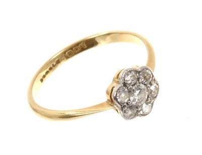 Lot 655 - Antique diamond cluster ring with a flower-head cluster