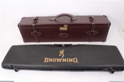 Lot 919 - Good Quality Brown leather two gun case by Guardian and a Browning Rifle Case (2)