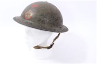 Lot 592 - Second World War British Military MKII Steel Helmet with white painted finish and Police naming