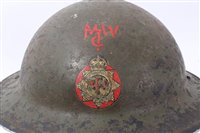 Lot 592 - Second World War British Military MKII Steel Helmet with white painted finish and Police naming