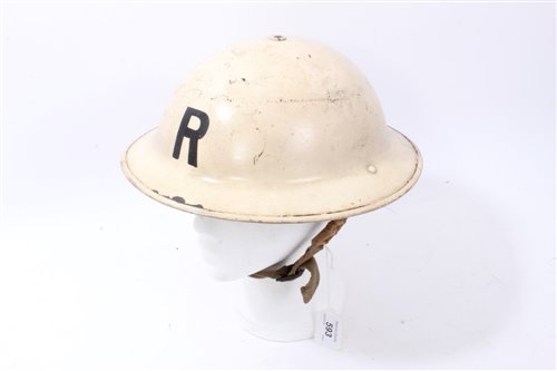 Lot 593 - Second World War British Military MKII Steel Helmet with white painted finish and Police naming