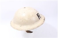 Lot 593 - Second World War British Military MKII Steel Helmet with white painted finish and Police naming