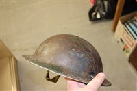 Lot 600 - Group of four Second World War British Military MKII Steel Helmets to include Home Front Ambulance Driver and Camouflaged Helmet dated 1939 (4)