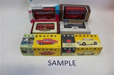 Lot 2823 - Diecast selection of boxed models – include E.F.E., Corgi, Vanguards, Corgi trams, plus some unboxed buses, etc (qty)