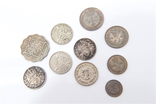 Lot 134 - G.B. Maundy oddments – to include Victoria Y.H. 1847 4d, 3d, 1d, 1846 2d.  All EF or better and a few other coins (10 coins in total)