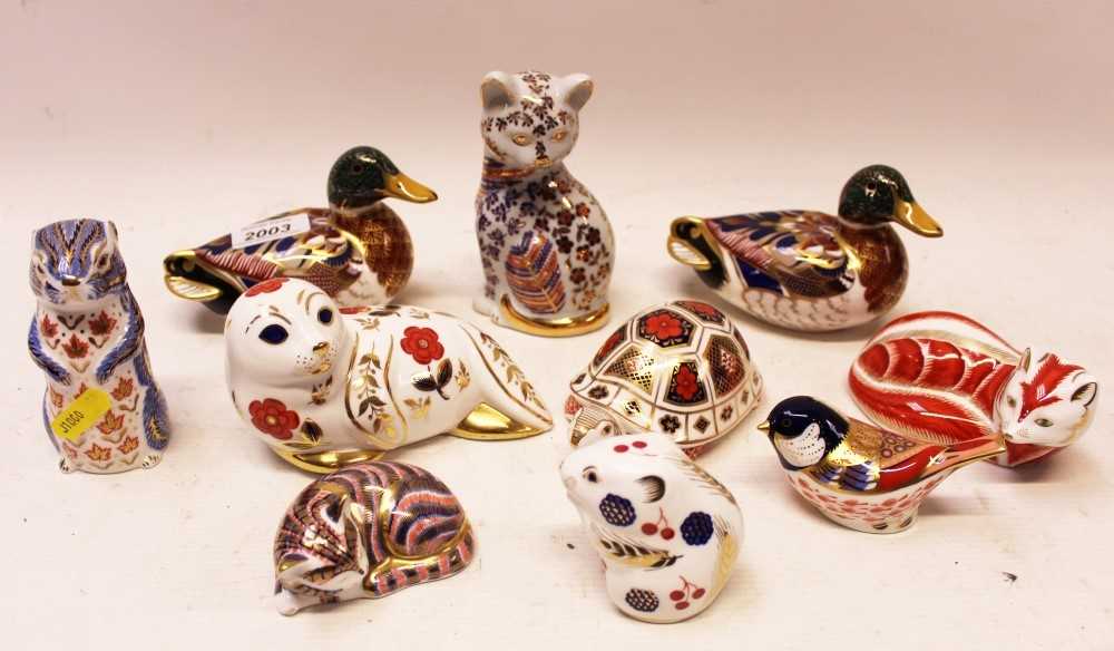 Lot 2003 - Eight Royal Crown Derby paperweights – including ducks, fox, seal, kitten, etc, plus two others (10)