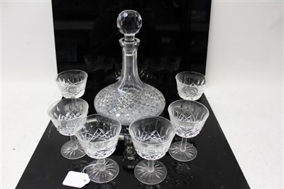 Lot 2007 - Six Waterford Lismore pattern champagne glasses and a matching decanter