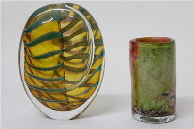 Lot 2062 - London Glass Blowing art glass vase, 18.5cm high and one other signed art glass cylindrical vase (2)