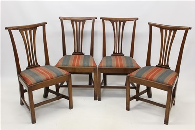 Lot 1641 - Set of four late 18th century fruitwood country dining chairs