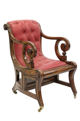 Lot 1604 - Unusual Colonial style coromandel grained metamorphic library chair