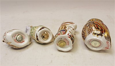 Lot 2030 - Four Royal Crown Derby limited edition paperweights – Bakewell Duckling, Chester Chipmunk, Derbyshire Duckling and Little Owl, all boxed with certificates