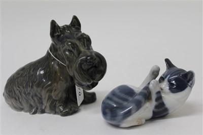 Lot 2070 - Two Royal Copenhagen porcelain models – Scottish Terrier no. 4917 and kitten no. 727