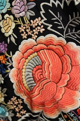 Lot 3059 - Chinese embroidered silk piano shawl