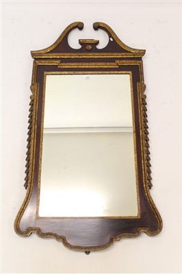 Lot 1657 - 19th century mahogany wall mirror with scroll gilt cresting