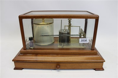 Lot 3530 - Negretti & Zambra barograph no. R/42698, in a wooden case with chart drawer and unused charts