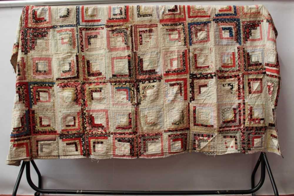 Lot 3056 - Victorian 'Square' design Patchwork Quit Plus two others