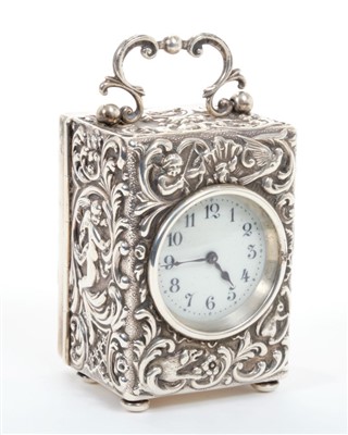 Lot 402 - Edwardian silver cased desk timepiece by Goldsmiths