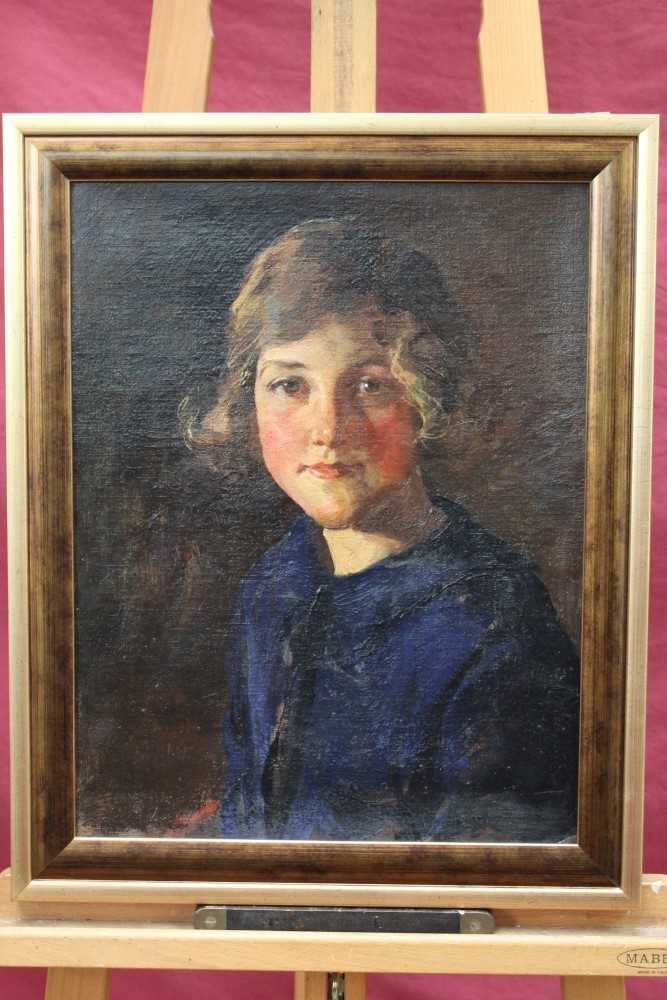 Lot 1205 - Allan Douglas Davidson (1873-1932) oil on board of a young girl