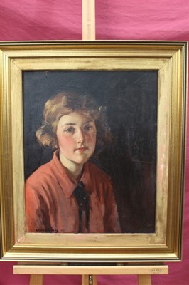 Lot 1206 - Allan Douglas Davidson (1873-1932) oil on board of a young girl