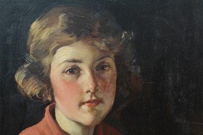 Lot 1206 - Allan Douglas Davidson (1873-1932) oil on board of a young girl