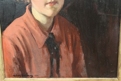 Lot 1206 - Allan Douglas Davidson (1873-1932) oil on board of a young girl