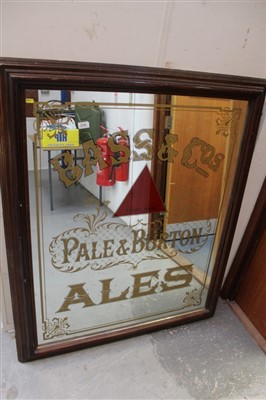 Lot 3741 - Large Bass & Co. Pale & Burton Ales pub advertising
mirror in a wooden frame, 110cm x 131cm