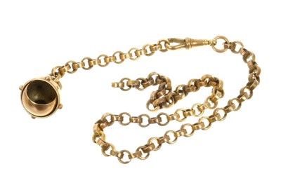 Lot 694 - Edwardian yellow metal watch chain and fob