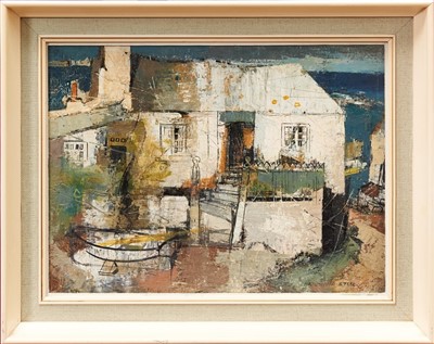 Lot 1115 - *George Hammond Steel (1900-1960) oil on board - Fisherman’s Cottage, Sennen Cove, Cornwall