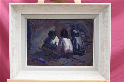 Lot 1116 - Wieslaw Pilawski (b.1916) oil on board - “Little Friends”, signed, framed, 24cm x 34cm