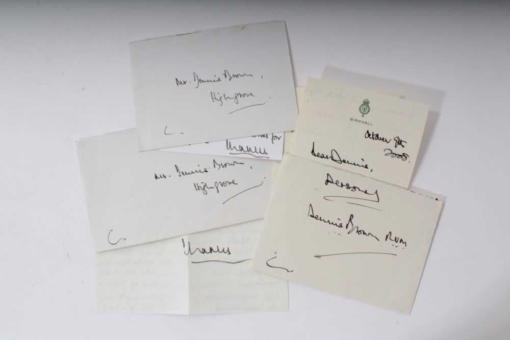 Lot 13 - HRH Prince Charles Prince of Wales, 3 letters to Mr Dennis Brown RVM and The Duke of Beaufort letter