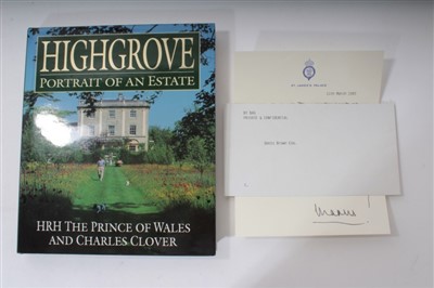 Lot 17 - HRH Prince Charles Prince of Wales, signed and inscribed book ‘Highgrove Portrait of an Estate’