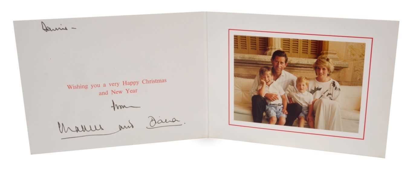Lot 21 - TRH The Prince and Princess of Wales – signed 1987 Christmas card, inscribed, sent to Dennis Brown