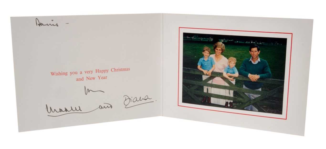Lot 22 - TRH The Prince and Princess of Wales – signed 1988 Christmas card, inscribed, sent to Dennis Brown