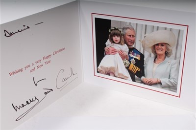 Lot 32 - TRH Prince Charles Prince of Wales and Camilla Duchess of Cornwall, four 2000s signed cards