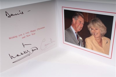 Lot 33 - TRH Prince Charles Prince of Wales and Camilla Duchess of Cornwall – five 2000s signed cards