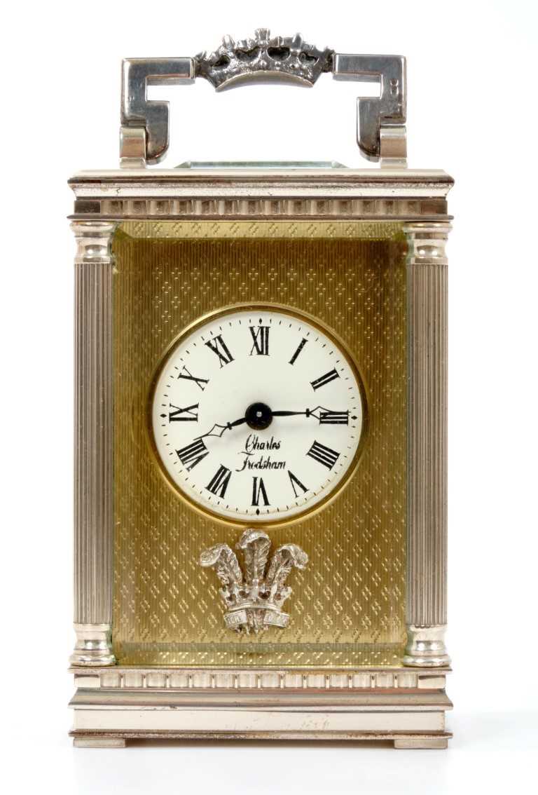 Lot 35 - The Wedding of HRH Prince Charles Prince of Wales to Lady Diana Spencer, silver carriage clock