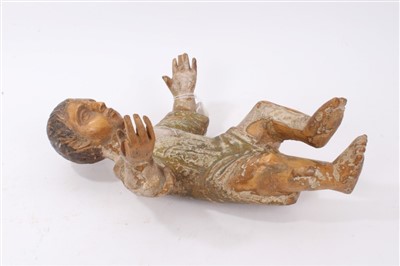 Lot 996 - Painted and carved putti figure