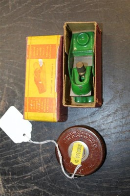 Lot 3823 - Vintage Lufkin Rule and miniature block plane on box (2)