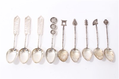 Lot 480 - Three late 19th / early 20th century Chinese silver spoons, pierced stems - Saigon, Canton, Haiphong