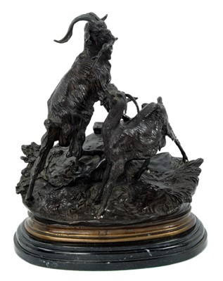 Lot 1010 - After Pierre Jules Mene - bronze sculpture of two goats