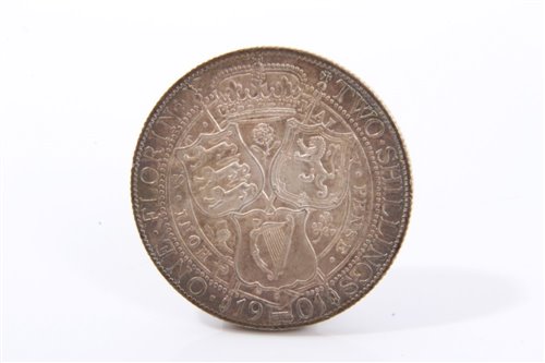 Lot 157 - G.B. Victoria O.H. Florin (N.B. minor edge bruises), otherwise toned A.U. (1 coin)