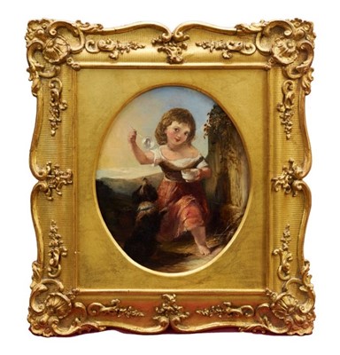 Lot 1309 - Thomas Falcon Marshall (1818-1878) oil on canvas - a child blowing bubbles, entitled ‘Short lived Pleasures’