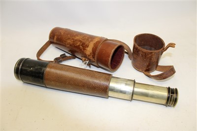 Lot 3552 - Late 19th / early 20th century three-draw telescope with leather hard cover in a leather carrying case, signed – The ‘Albemarle’ J. H. Steward 406 R 457 Strand, London